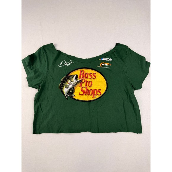 Bass Pro Shops Tops - Bass Pro Shops Dale Jr NASCAR Reworked Crop Top Green Graphic Tee